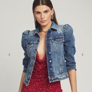 Retro detective Ada Jacket Puff-Sleeve Distressed Denim Womens Italy- Brookhaven